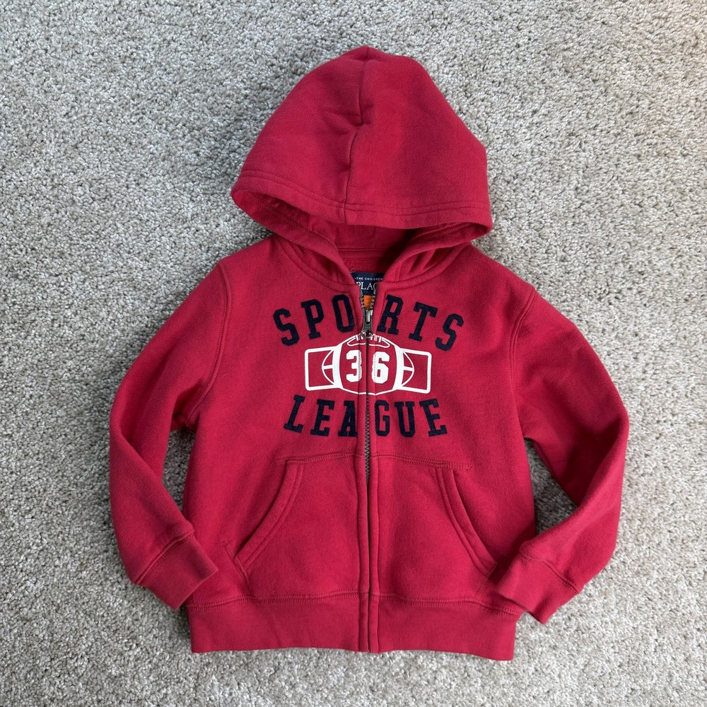 The Children's Place Jacket Toddler Boys 3T Red Hooded Fleece Sports League